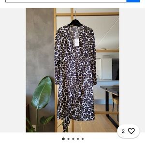 By Malene Birger Black and Brown Patterned Long Sleeve Dress